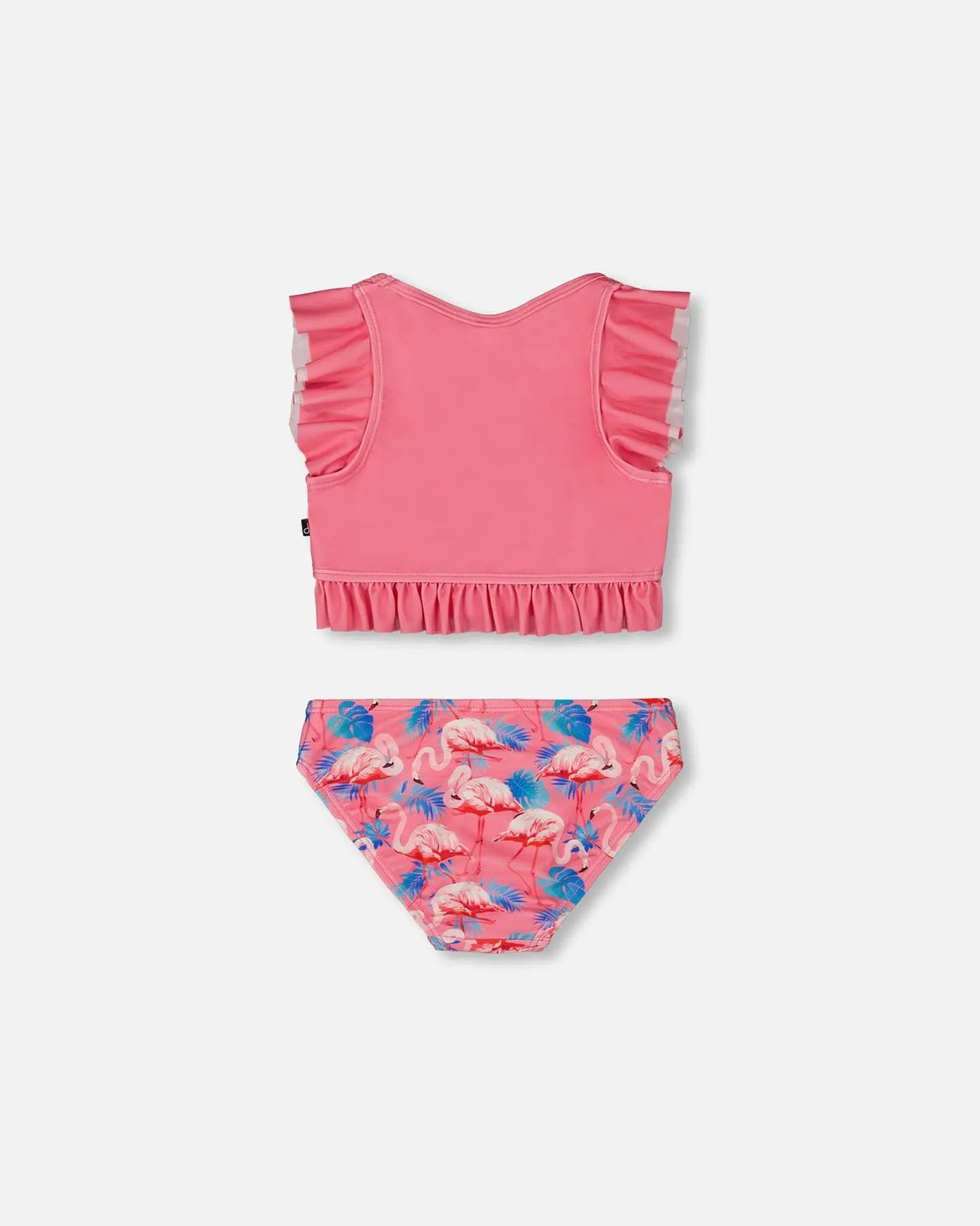 Printed Two-Piece Swimsuit With Frills Candy Pink And Pink Flamingo | Deux par Deux | Jenni Kidz