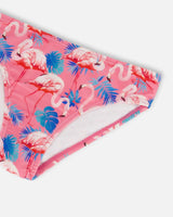 Printed Two-Piece Swimsuit With Frills Candy Pink And Pink Flamingo | Deux par Deux | Jenni Kidz