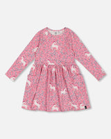 Printed Unicorn Dress With Pockets Pink | Deux par Deux | Jenni Kidz