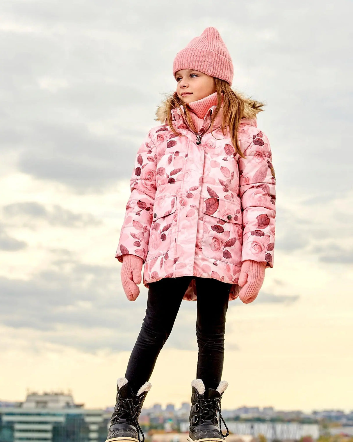 Puffy Jacket Printed Rose Petals | Deux par Deux | Jenni Kidz