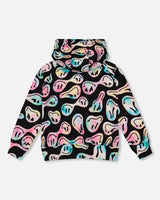 Pullover Fleece Hoodie Smiley Face Girl | Deux par Deux | Jenni Kidz