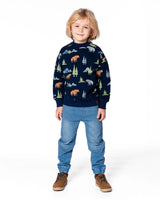 Pullover Fleece Sweatshirt Navy Animal Print | Deux par Deux | Jenni Kidz