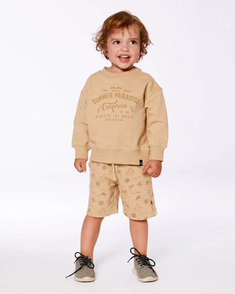 Pullover Graphic Sweatshirt Beige | Deux par Deux | Jenni Kidz