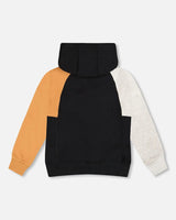 Pullover Hooded Fleece Sweatshirt With Zip Pocket Black | Deux par Deux | Jenni Kidz