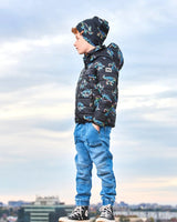 Quilted Jacket Black Printed Neon Dino | Deux par Deux | Jenni Kidz