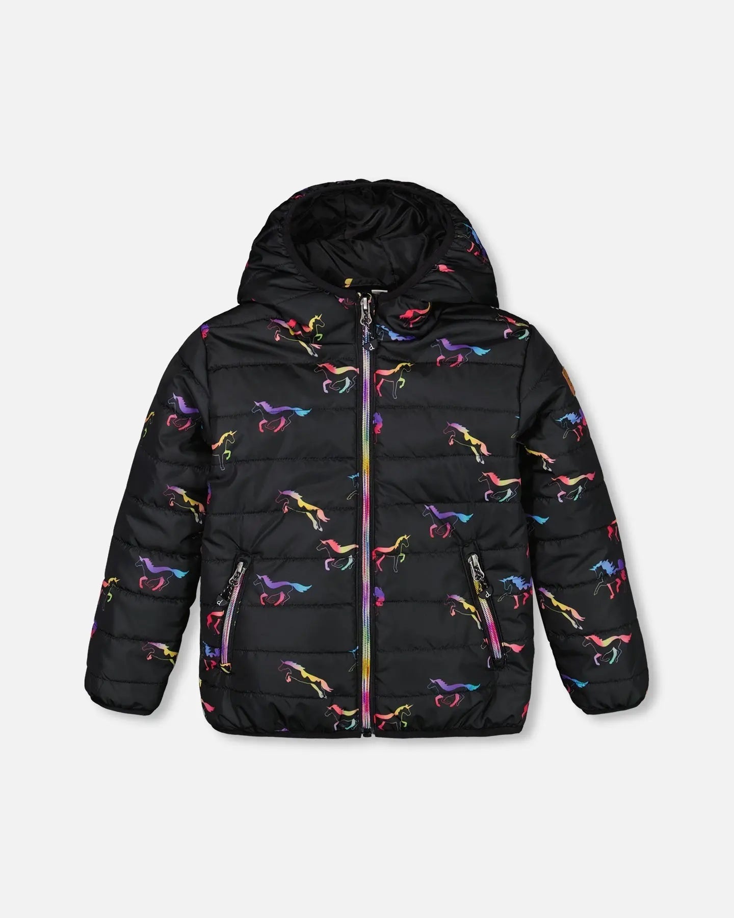 Quilted Mid-Season Jacket Black Printed Multicolor Unicorns