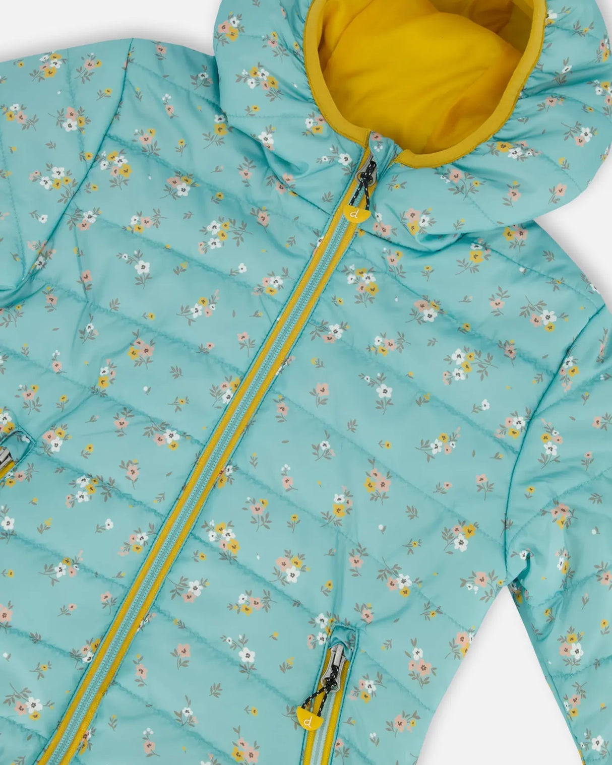 Quilted Mid-Season Jacket Blue Little Flowers Print | Deux par Deux | Jenni Kidz