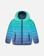 Quilted Mid-Season Jacket Green And Blue Gradient | Deux par Deux | Jenni Kidz
