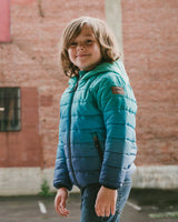 Quilted Mid-Season Jacket Green And Blue Gradient | Deux par Deux | Jenni Kidz