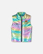 Quilted Mid-Season Sleeveless Vest Metallic Multicolor | Deux par Deux | Jenni Kidz