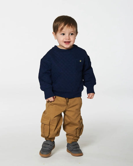 Quilted Sweatshirt With Pocket Navy | Deux par Deux | Jenni Kidz