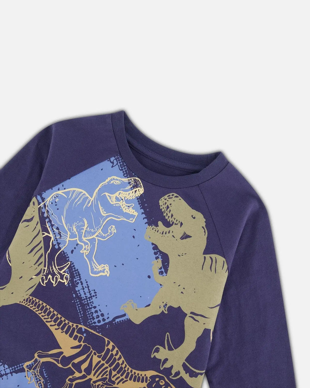 Raglan T-Shirt With Dinosaure Print Navy | Deux par Deux | Jenni Kidz