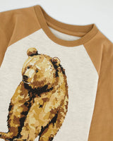 Raglan T-Shirt With Print Brown And Beige Mix | Deux par Deux | Jenni Kidz
