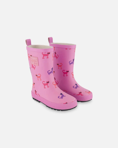 Rain Boots Pink Printed Sunglasses Cats | Deux par Deux | Jenni Kidz