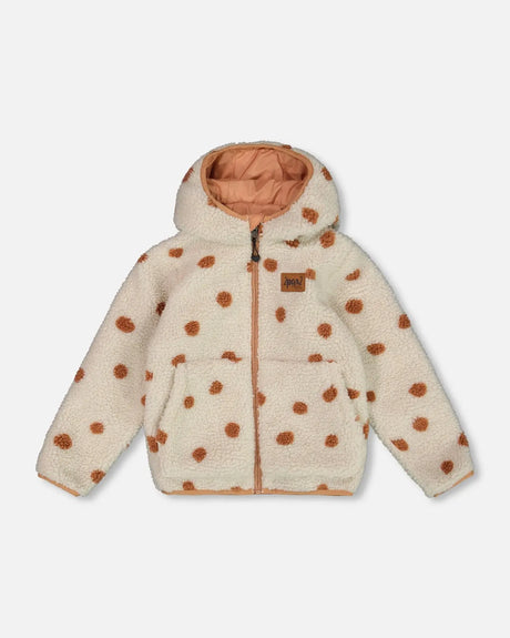 Reversible Sherpa Jacket Pinky Brown With Dots | Deux par Deux | Jenni Kidz