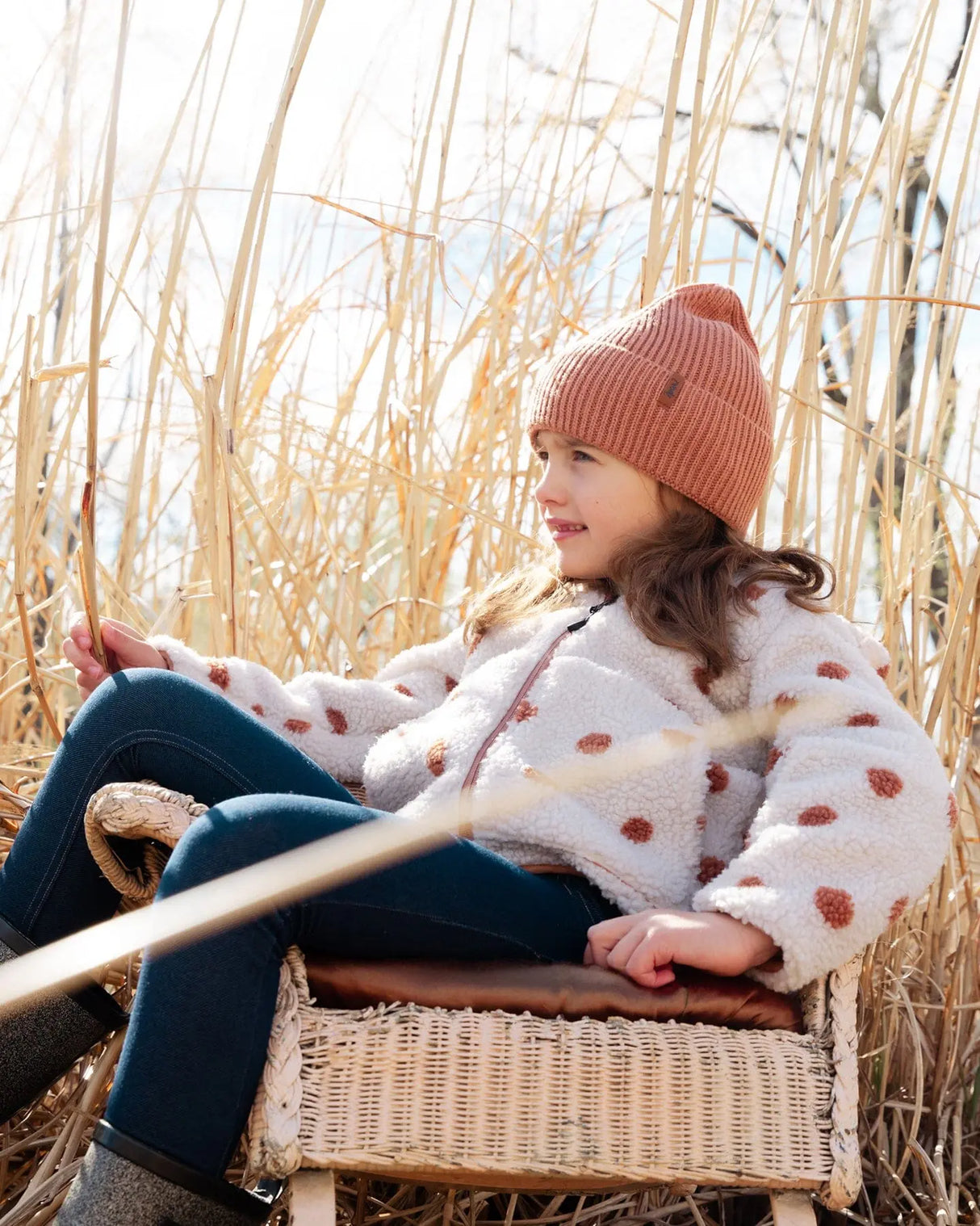 Reversible Sherpa Jacket Pinky Brown With Dots | Deux par Deux | Jenni Kidz