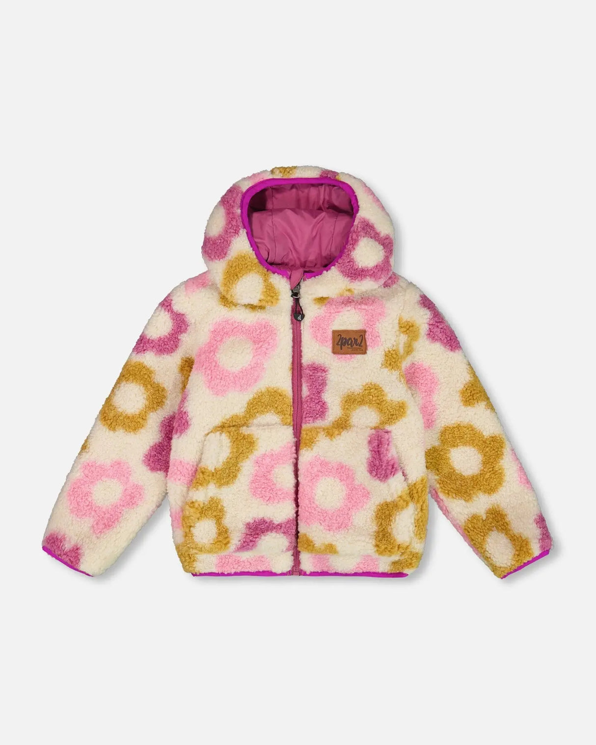 Reversible Sherpa Jacket Purple Flowers | Deux par Deux | Jenni Kidz