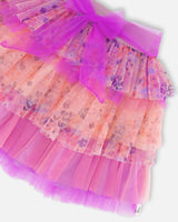 Ruffle Tulle Mesh Skirt Lavender Printed Fields Flowers | Deux par Deux | Jenni Kidz