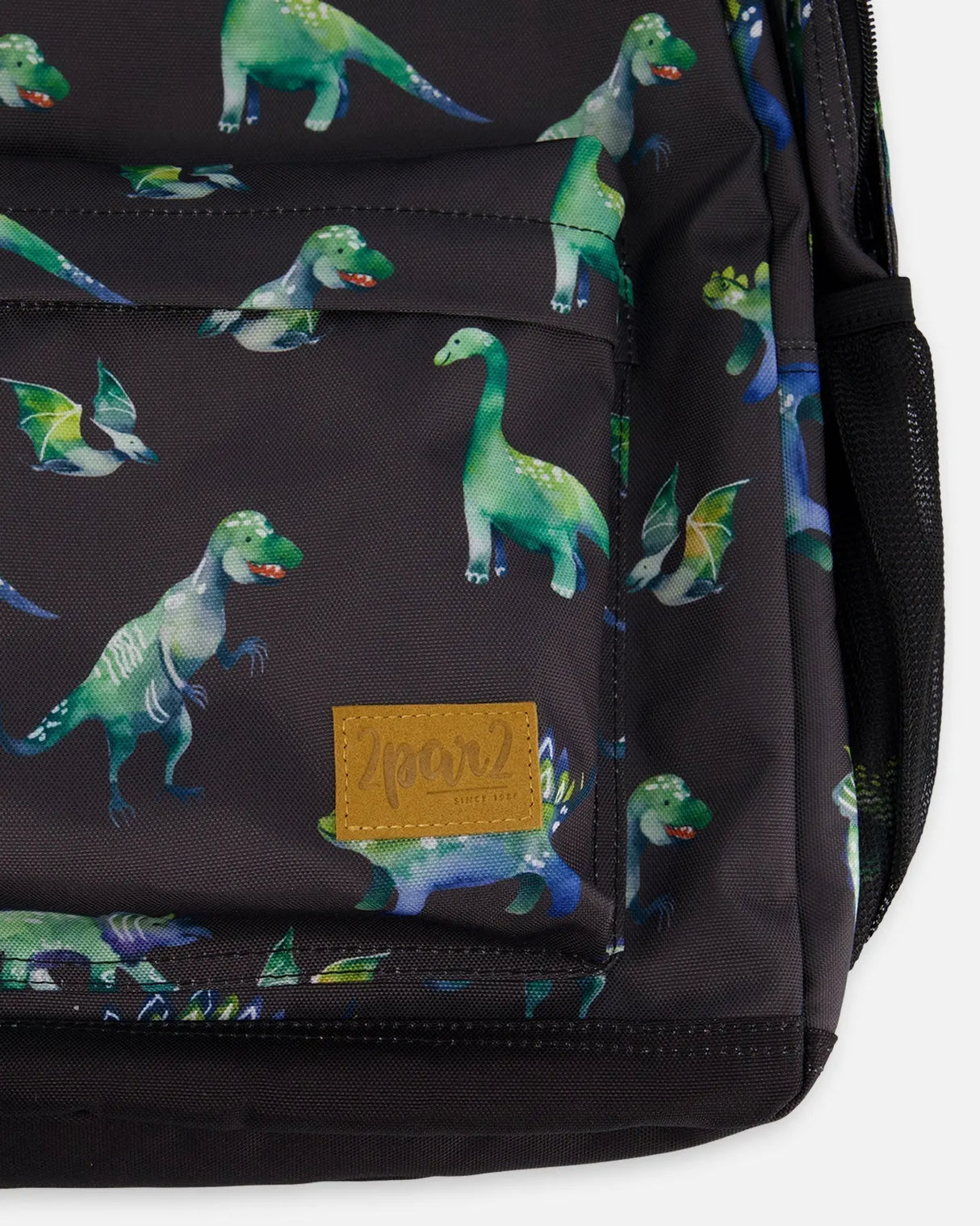 School Bag Grey Printed Dinosaurs | Deux par Deux | Jenni Kidz