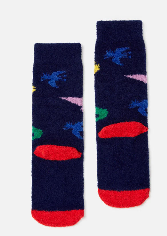 Fluffy Socks - Navy Dino | Joules - Jenni Kidz