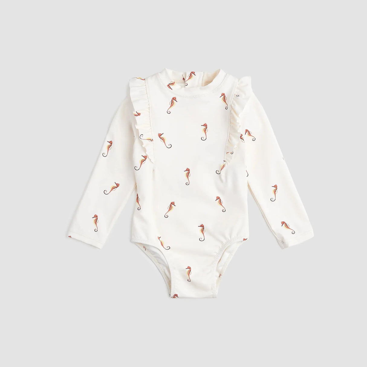 Seahorse On Crème Long-Sleeve Swimsuit | Miles The Label | Miles The Label | Jenni Kidz