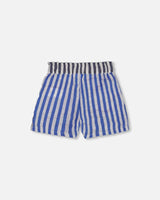 Seersucker Short Blue And White Striped | Deux par Deux | Jenni Kidz