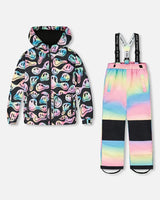 Shop Deux par Deux rainbow gradient two-piece snowsuit – jacket and pants front view