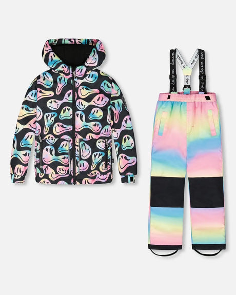Shop Deux par Deux rainbow gradient two-piece snowsuit – jacket and pants front view