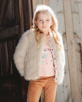Short Faux Fur Coat Beige | Deux par Deux | Jenni Kidz