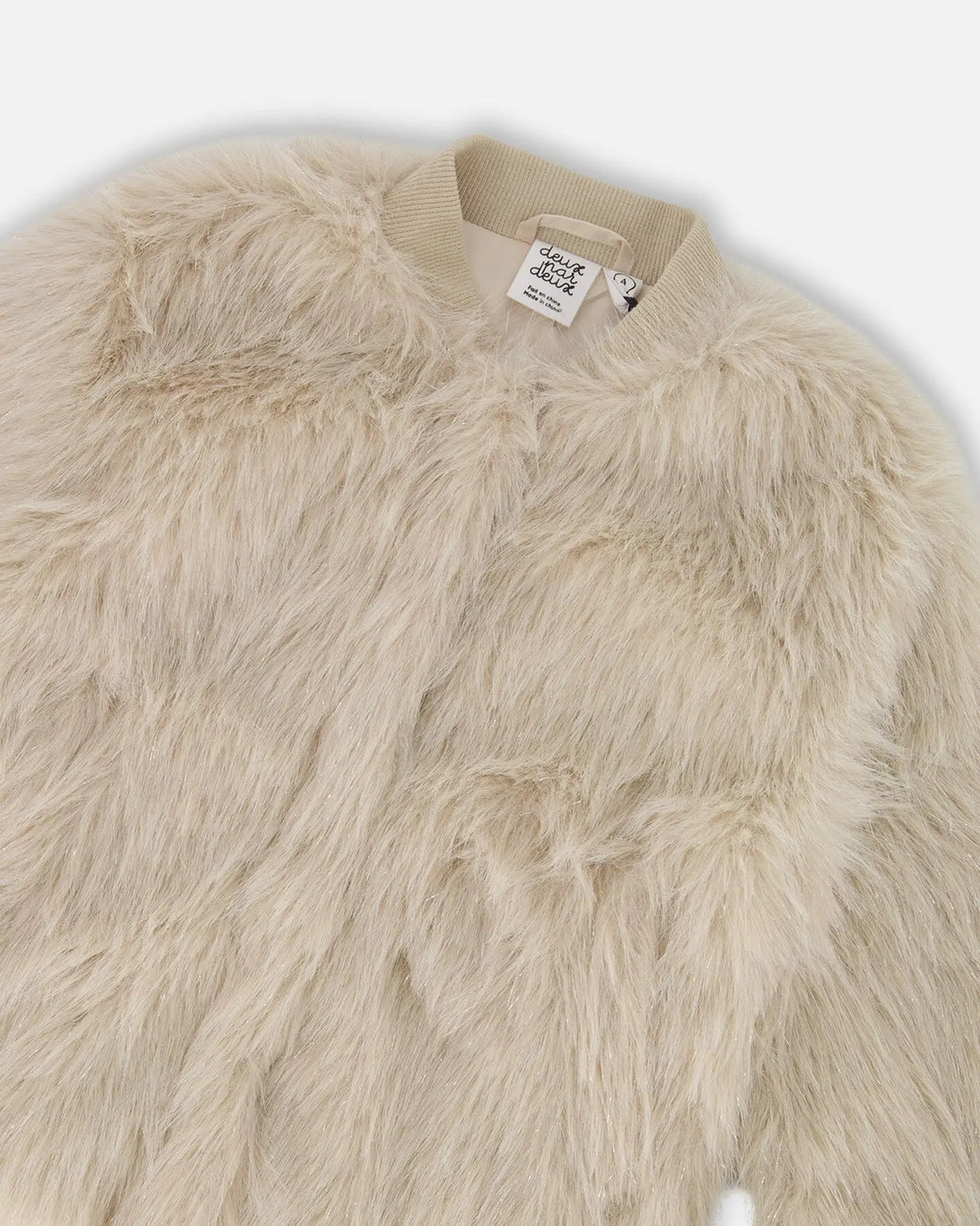 Short Faux Fur Coat Beige | Deux par Deux | Jenni Kidz