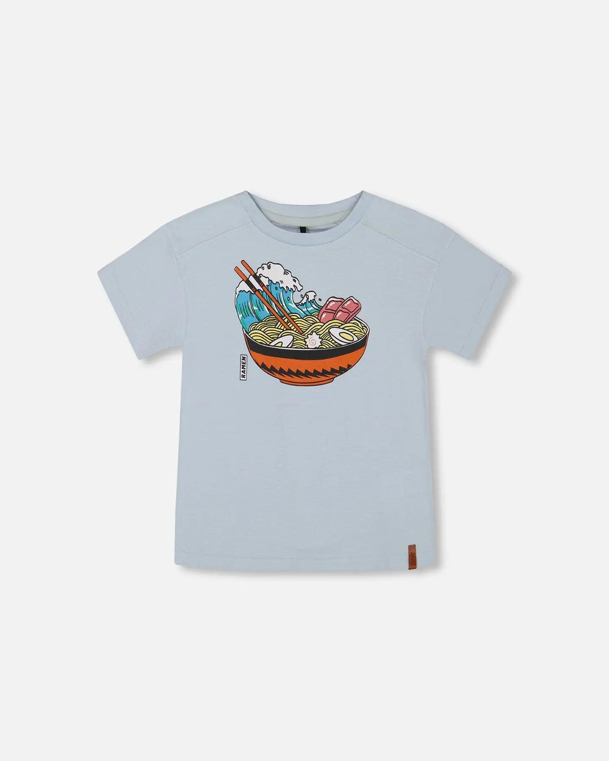 Short Sleeve Graphic Tee Blue And Ramen | Deux par Deux | Jenni Kidz