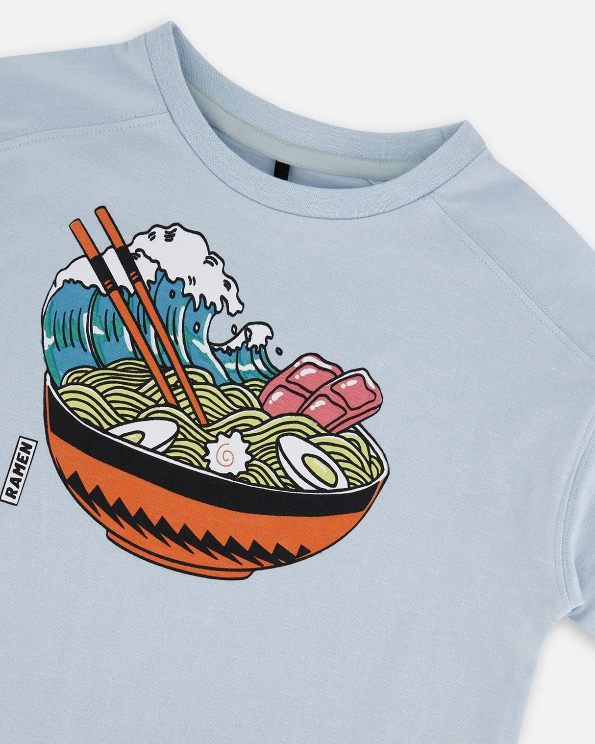 Short Sleeve Graphic Tee Blue And Ramen | Deux par Deux | Jenni Kidz