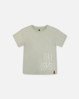 Short Sleeve Graphic Tee Sage | Deux par Deux | Jenni Kidz