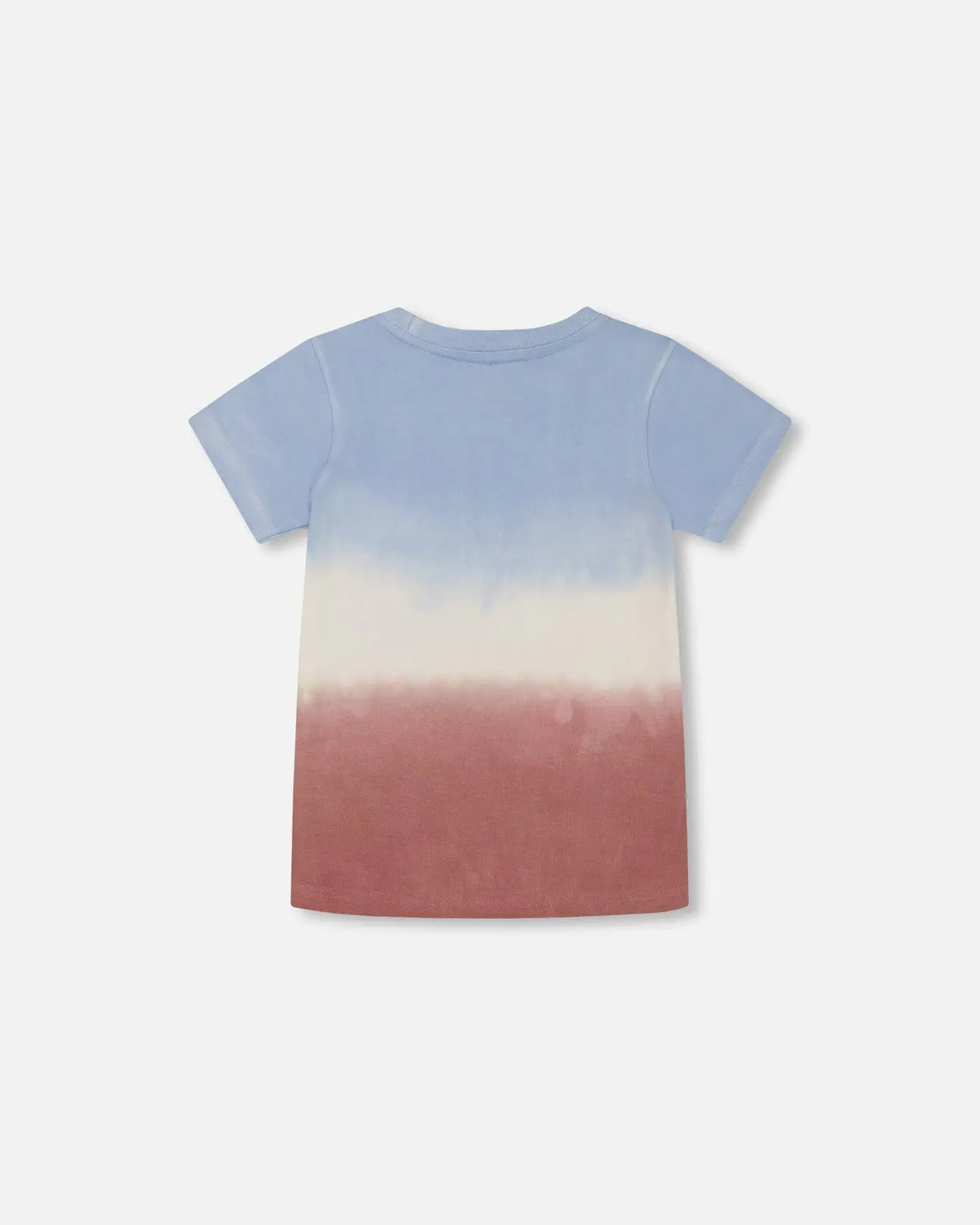 Short Sleeve Organic Cotton Graphic Tee Gradient Pale Blue And Dark Old Rose | Deux par Deux | Jenni Kidz