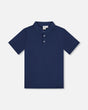 Short Sleeve Polo Shirt Navy Blue | Deux par Deux | Jenni Kidz