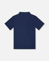 Short Sleeve Polo Shirt Navy Blue | Deux par Deux | Jenni Kidz