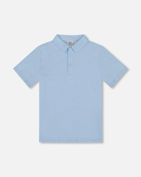 Short Sleeve Polo Shirt Pale Blue | Deux par Deux | Jenni Kidz