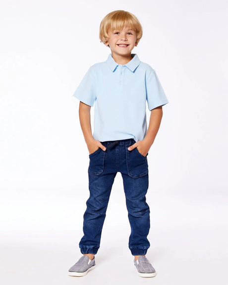 Short Sleeve Polo Shirt Pale Blue | Deux par Deux | Jenni Kidz