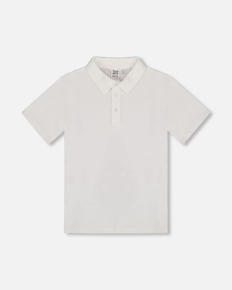 Short Sleeve Polo Shirt White | Deux par Deux | Jenni Kidz