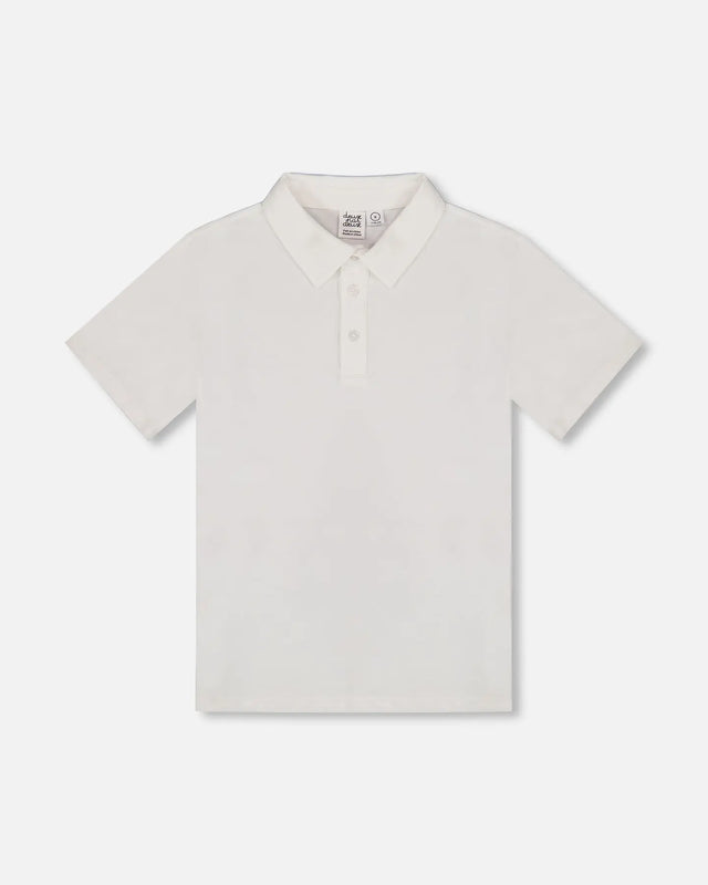 Short Sleeve Polo Shirt White | Deux par Deux | Jenni Kidz