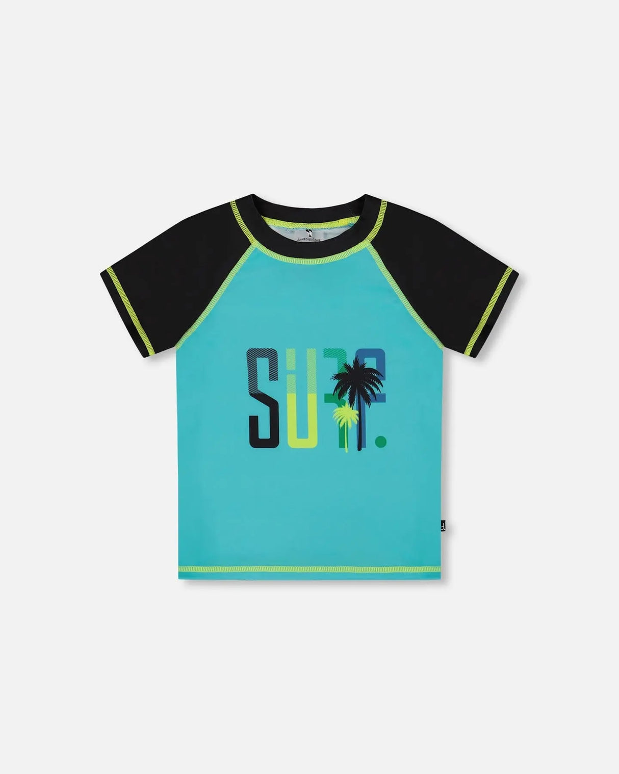 Short Sleeve Rashguard Black And Turquoise | Deux par Deux | Jenni Kidz