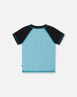 Short Sleeve Rashguard Light Blue And Black | Deux par Deux | Jenni Kidz