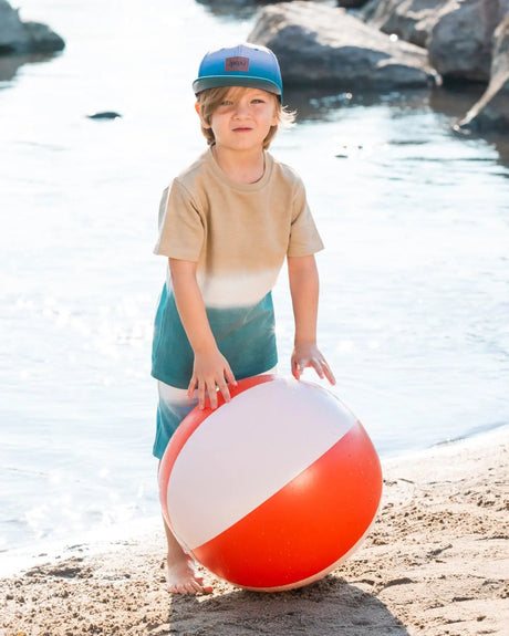 Short Sleeve Tee Gradient Beige And Teal | Deux par Deux | Jenni Kidz