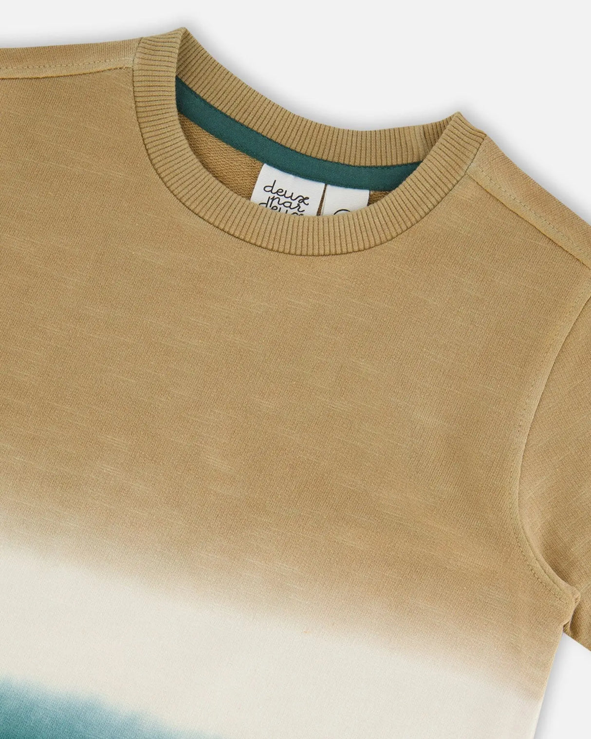 Short Sleeve Tee Gradient Beige And Teal | Deux par Deux | Jenni Kidz