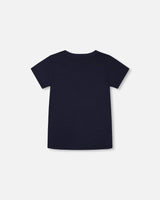 Short Sleeve Tee With Pocket Navy Blue | Deux par Deux | Jenni Kidz