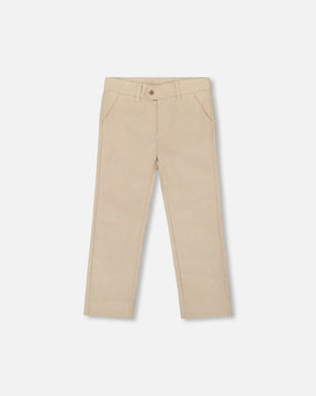 Deux par Deux light taupe slant pocket pants, front view