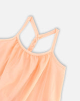 Sleeveless Colorblock Mesh Dress Lavender And Salmon | Deux par Deux | Jenni Kidz