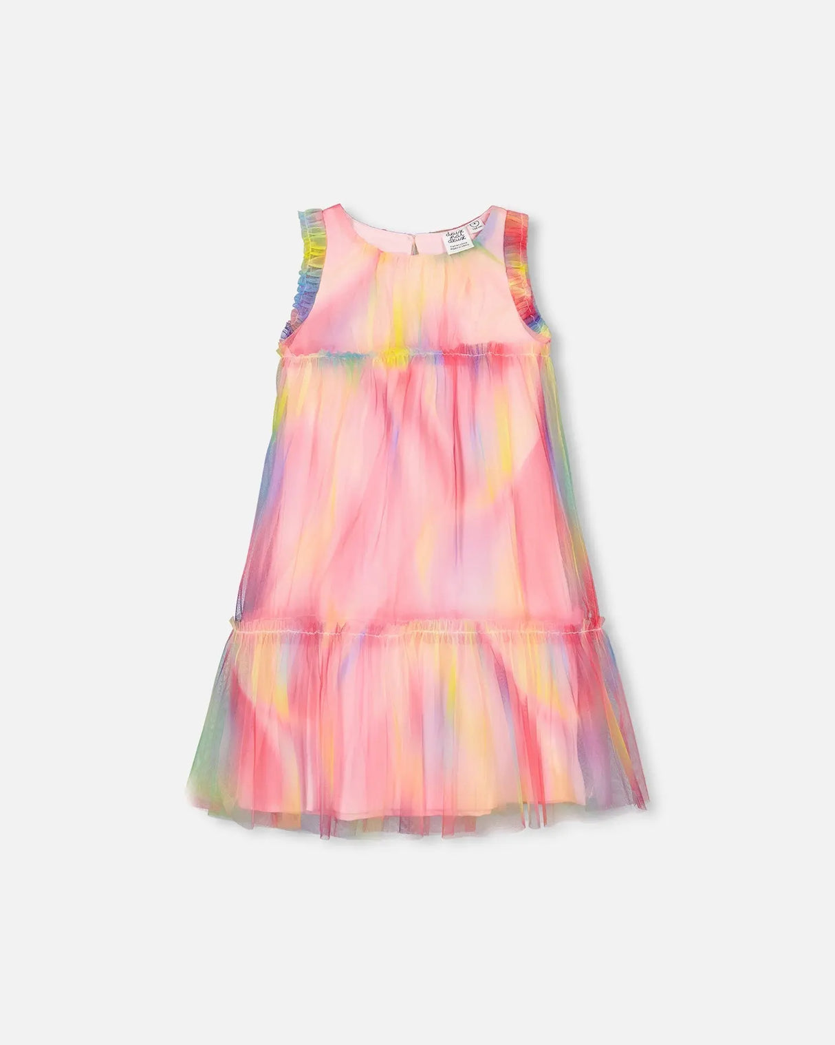 Sleeveless Frills Mesh Dress Rainbow Swirl | Deux par Deux | Jenni Kidz