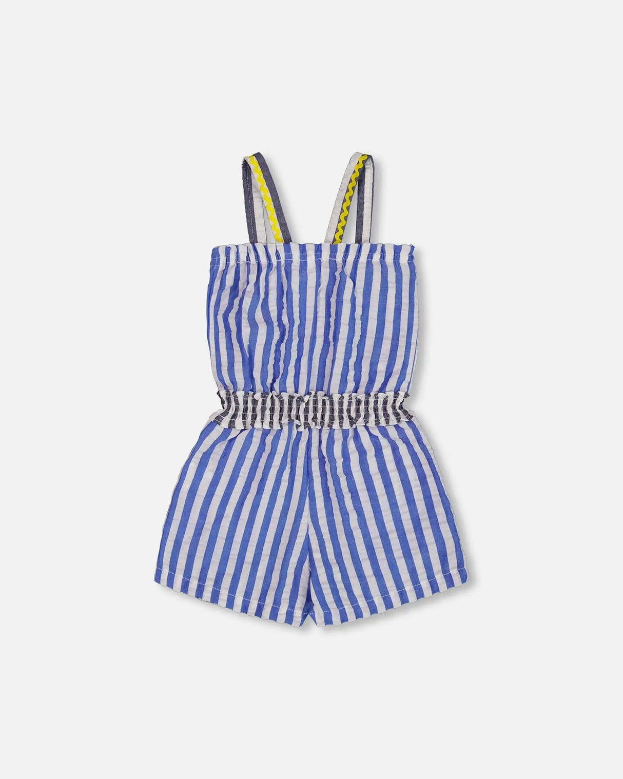 Sleeveless Seersucker Romper Blue And White Striped | Deux par Deux | Jenni Kidz