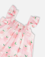 Sleeveless Veil Dress With Printed Peach | Deux par Deux | Jenni Kidz